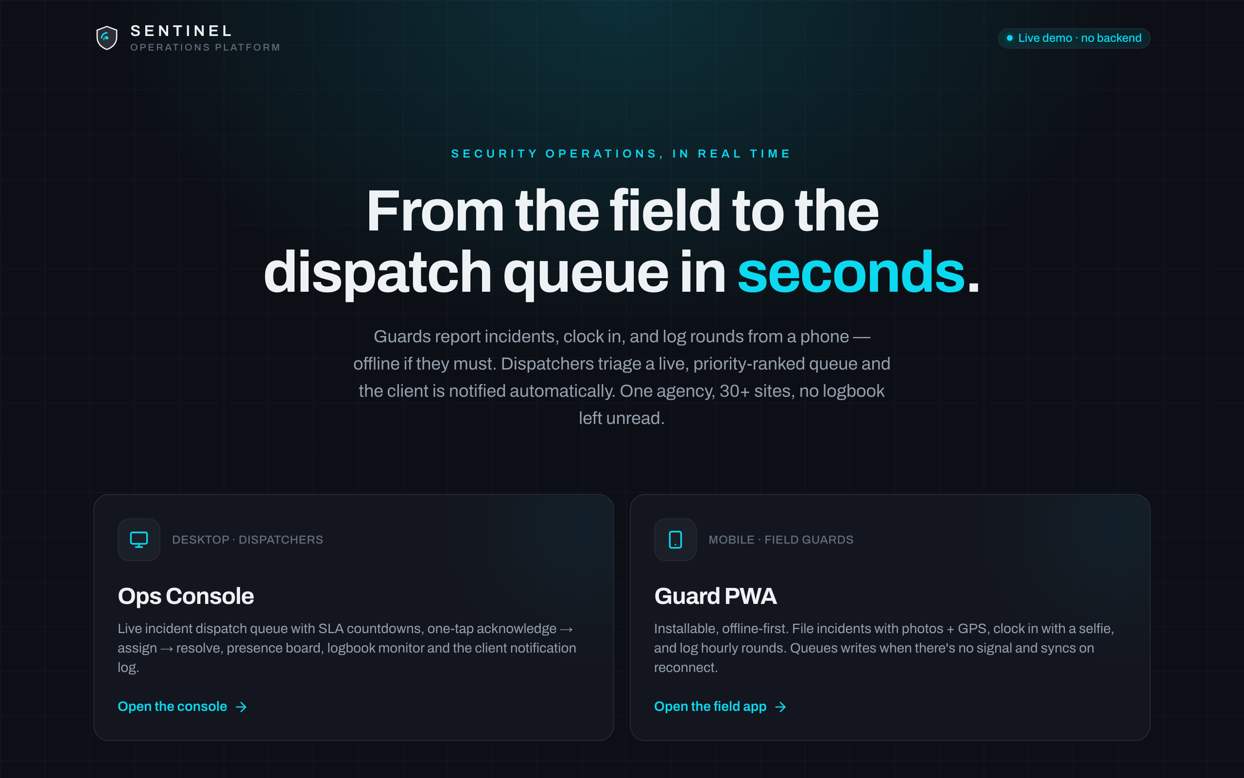 Sentinel — built live with BOSSLABS AI